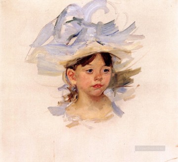 メアリー・カサット Painting - 大きな青い帽子をかぶったエレン・メアリー・カサットのスケッチ 母親の子供たち メアリー・カサット